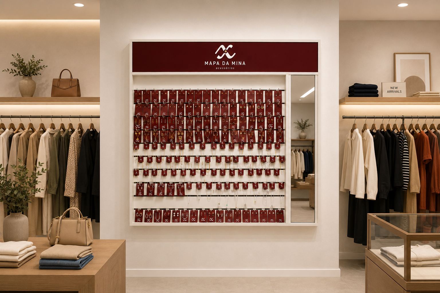 Loja de moda com araras de roupa